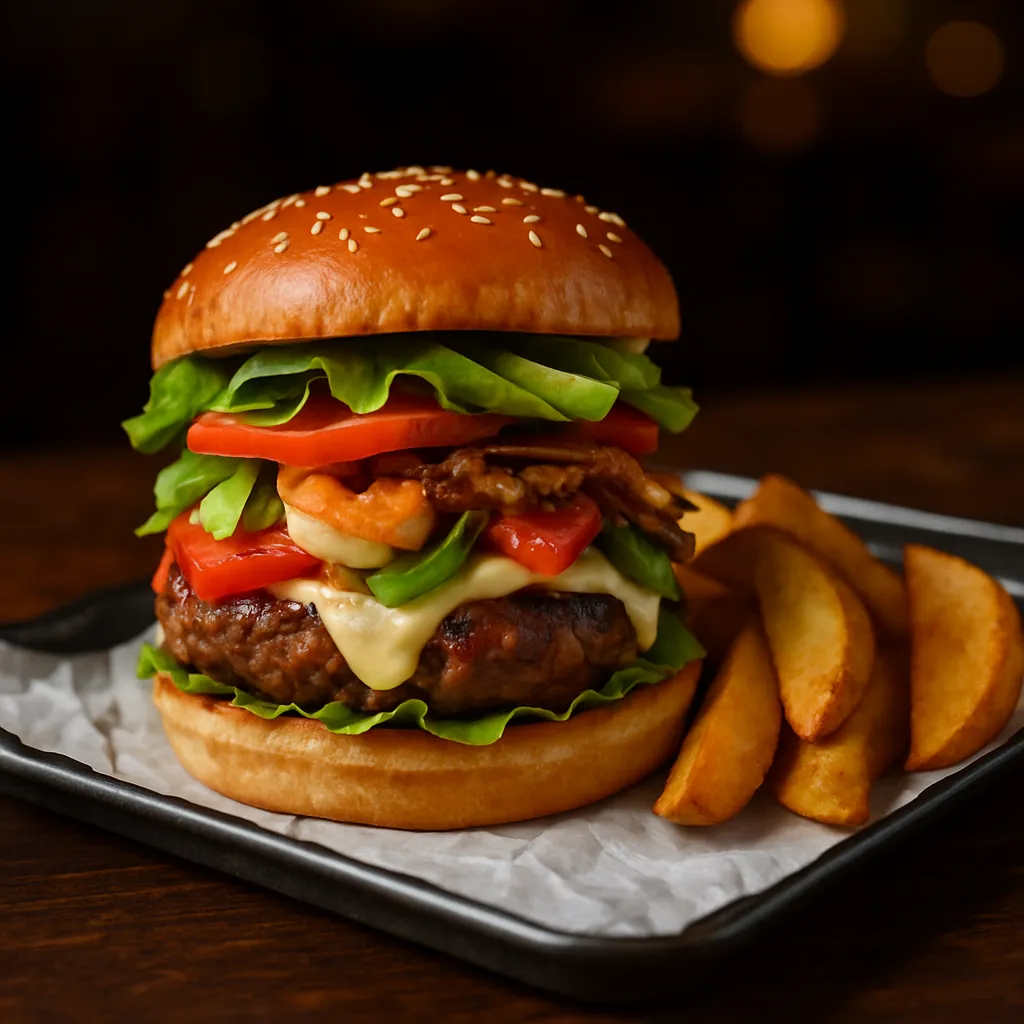 Hamburguesa Mar y Tierra de Que Fue Sushi — Hamburguesas en El Dorado Residencial, Tijuana